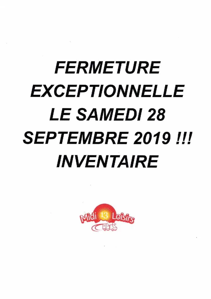 FERMETURE EXCEPTIONNELLE