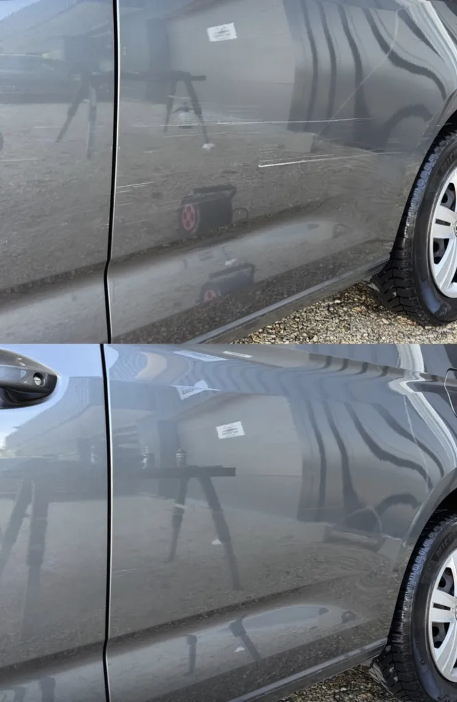 Réalisation de polissage et traitement céramique sur la carrosserie d'une Fiat 500 pour effacer les rauyres à Valleiry en Haute-Savoie