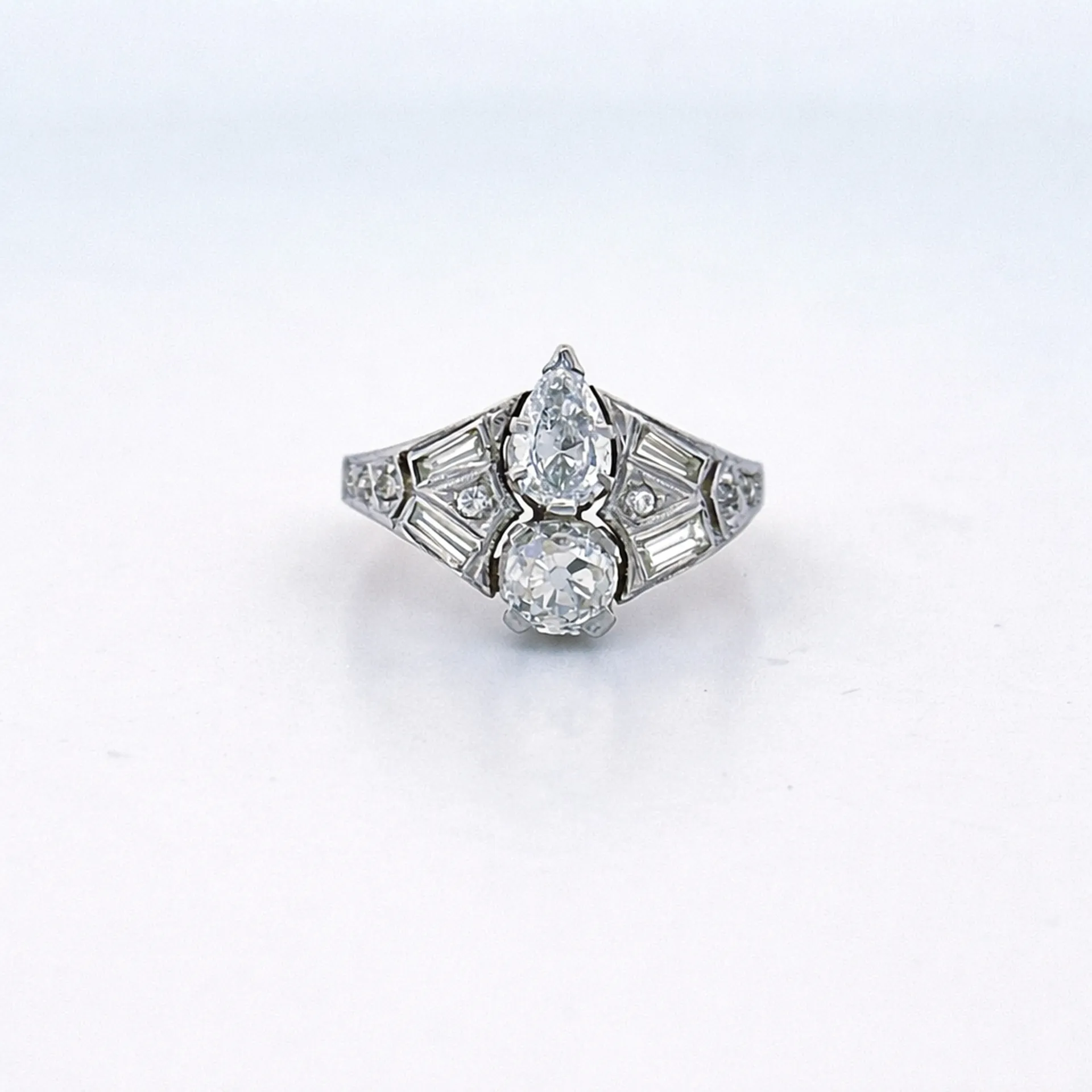 Bague ancienne diamants en or deux tons – dépôt vente bijouterie Or Ligne La Teste-de-Buch Bassin d’Arcachon
