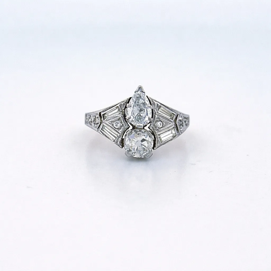 Bague ancienne diamants en or deux tons – dépôt vente bijouterie Or Ligne La Teste-de-Buch Bassin d’Arcachon
