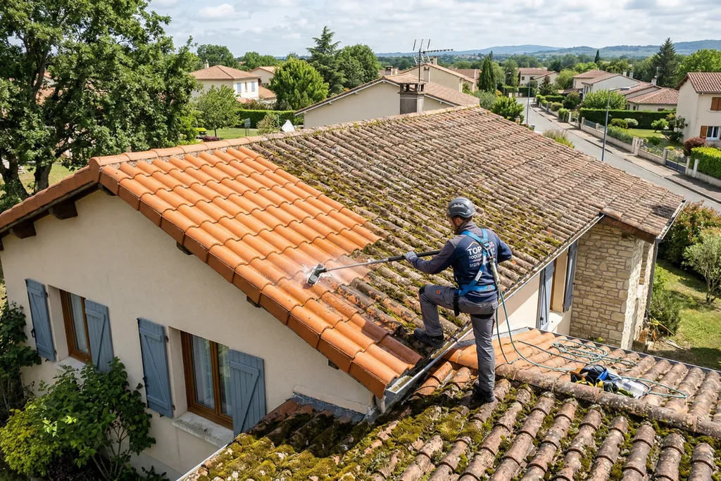 Nettoyage et démoussage de toiture en tuiles à Plaisance-du-Touch