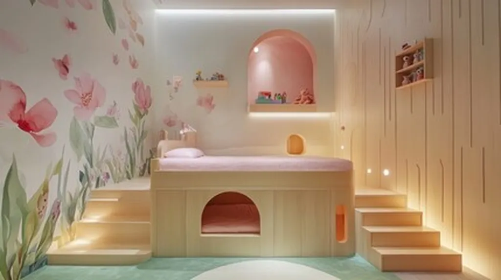 chambre enfant avec rangements intégrés au lit