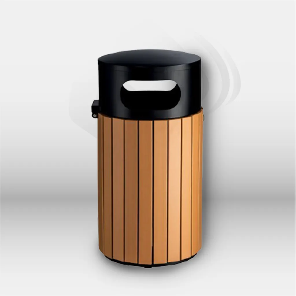 Corbeille extérieure poubelle à déchets Flora 40 litres installée dans un espace public ou professionnel à Mont-de-Marsan, Landes (40), Nouvelle-Aquitaine, disponible partout en France
