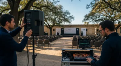 Location système audio RCF ou BOSE avec enceinte extérieure et réglage acoustique sur mesure pour séminaire à Bordeaux