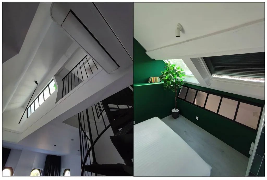 Verrière intérieure sur mesure dans un duplex à Aix-en-Provence : mezzanine sécurisée et chambre mansardée lumineuse
