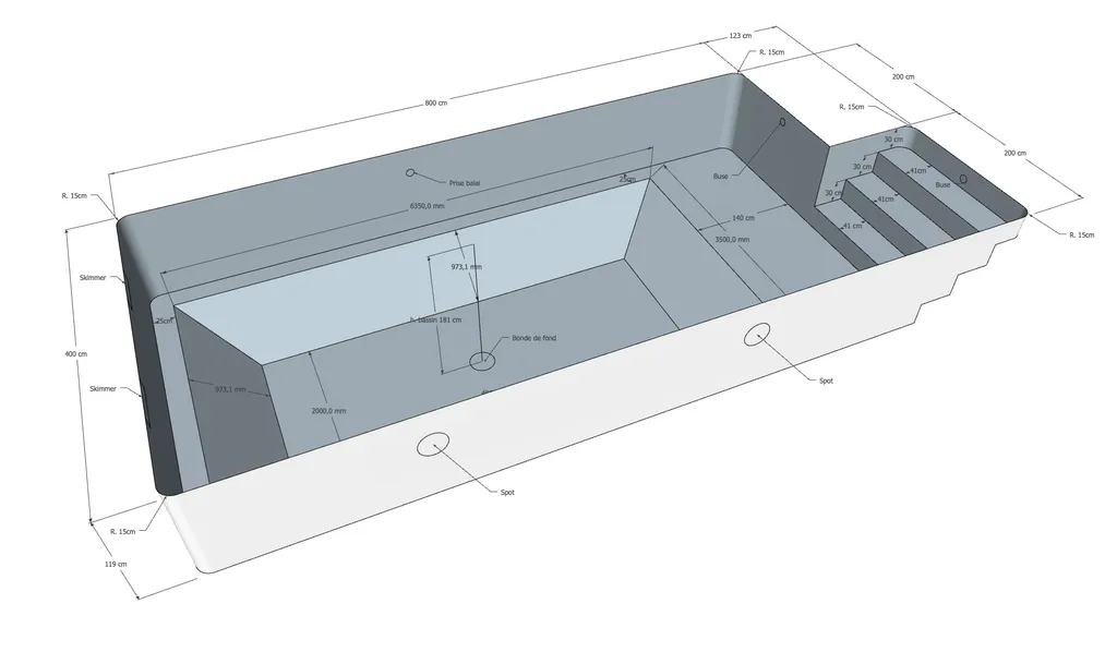 devis gratuit pour la construction d'une piscine 8x4 à Pessac (33600)