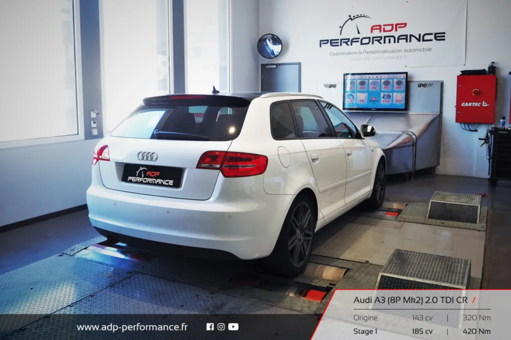 Reprogrammation moteur Aubagne - Audi A3 8P Mk2 2.0 TDI CR 143cv - ADP Performance