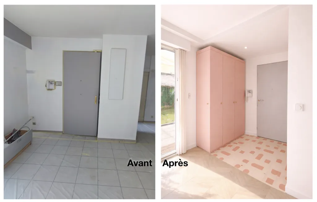 Création d'une entrée sur mesure avec dressing, banc et rangements dans un appartement 