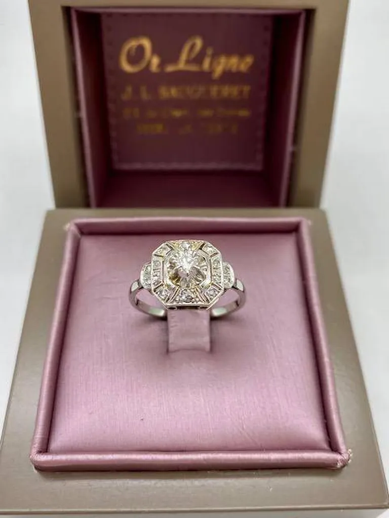 Bague vintage en or blanc 750/1000ème , platine et diamants occasion Or Ligne La Teste Bassin d'Arcachon