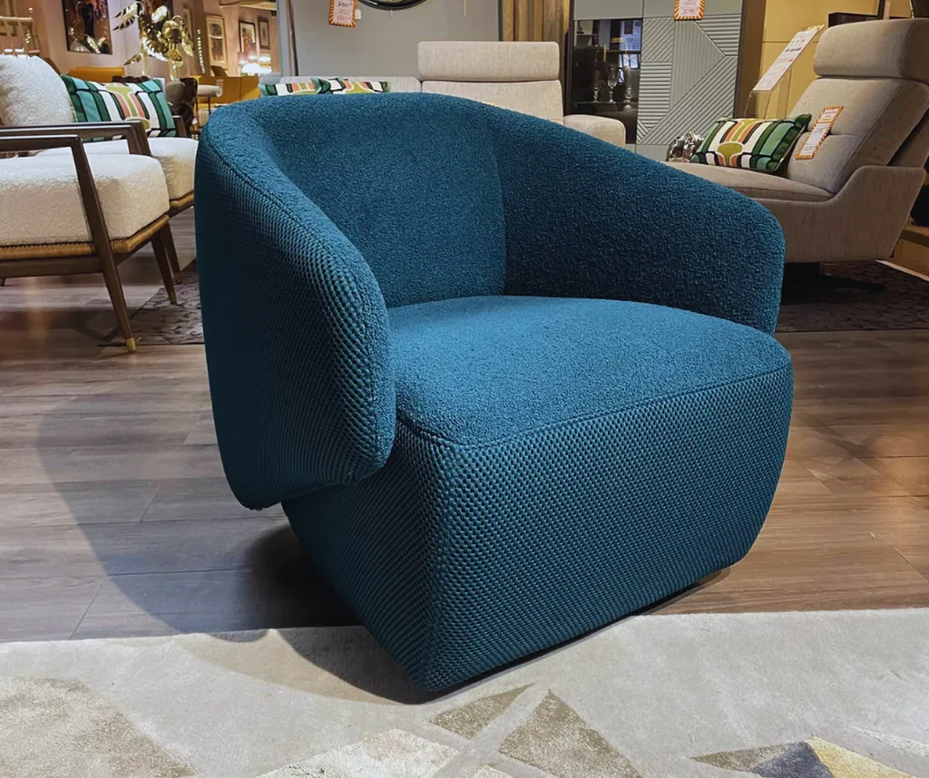 Fauteuil pivotant tissu bleu