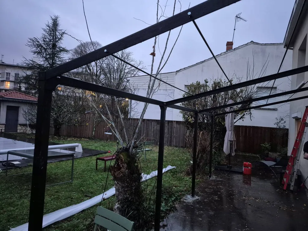 Treille métallique sur mesure posée et prête à être végétalisée