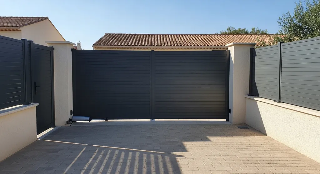 Fabriquer un portail battant en aluminium avec clôture brise-vue pour préserver l'intimité d'une habitation à Marseille et Aubagne