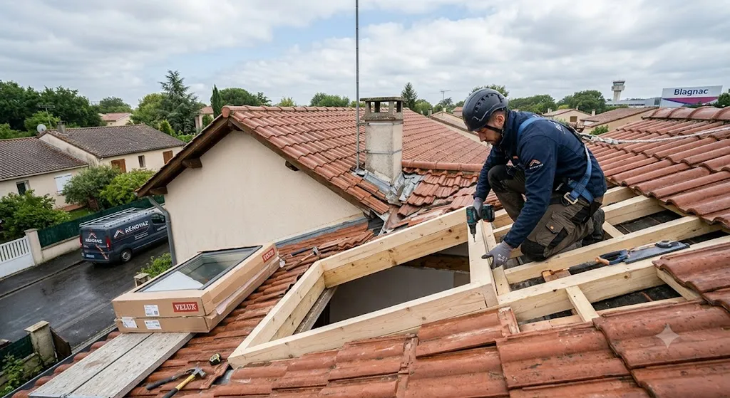 Création de lumière à Blagnac : Pose de Velux avec modification de charpente par Rénovaz