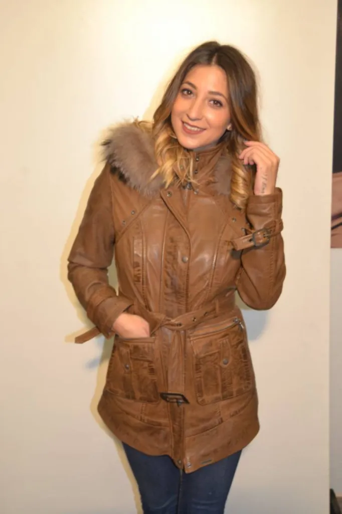 vestes cuir cognac GUEST femme