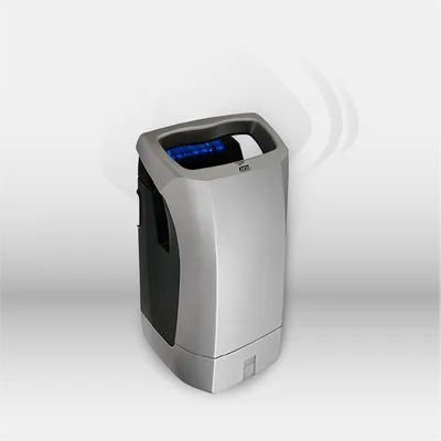 Sèche-mains électrique JVD Stell’Air blanc à air pulsé installé dans des sanitaires professionnels d’entreprise à Mont-de-Marsan, Landes (40), Nouvelle-Aquitaine et disponible partout en France