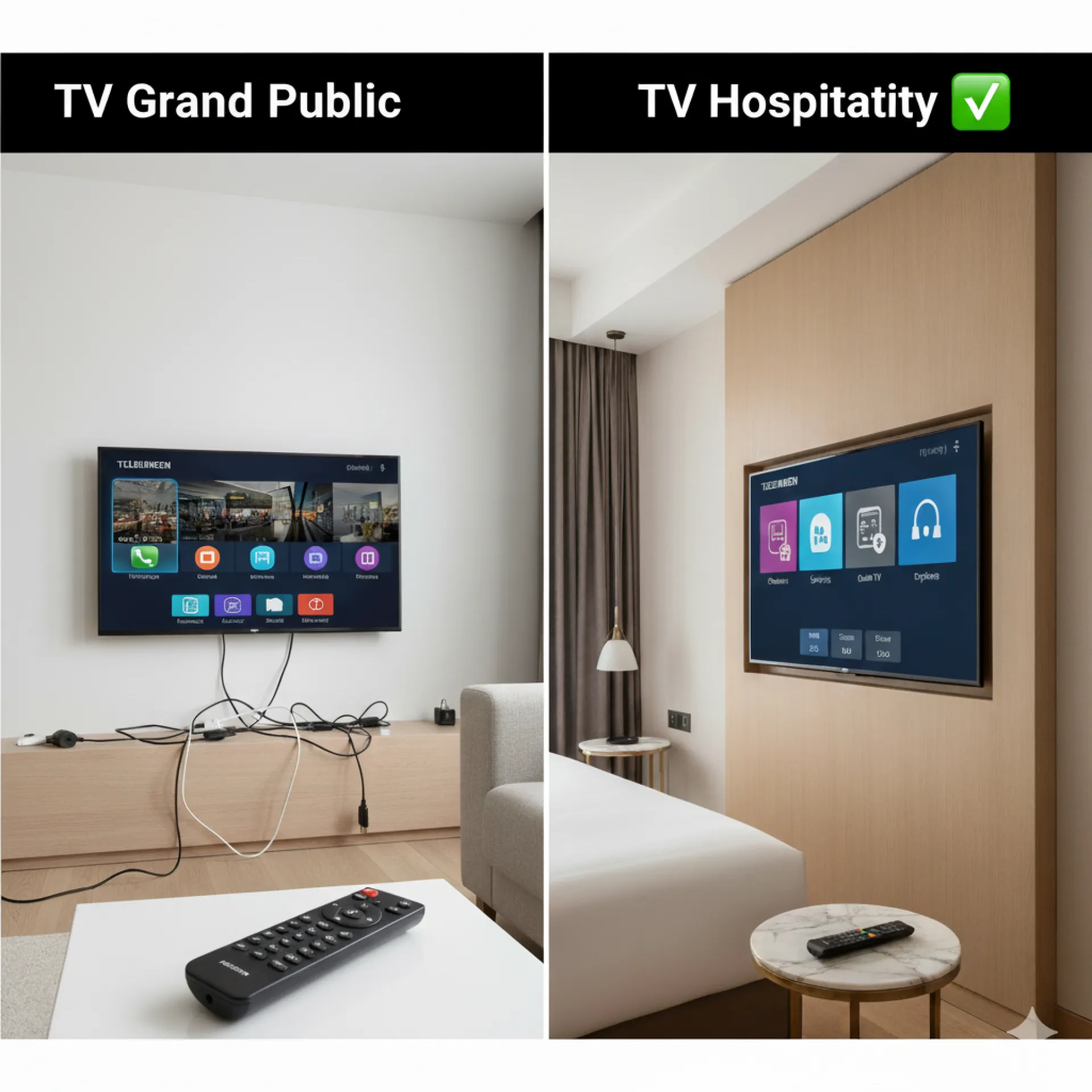 TV mode hôtel VS TV grand public - Avantages et inconvénients
