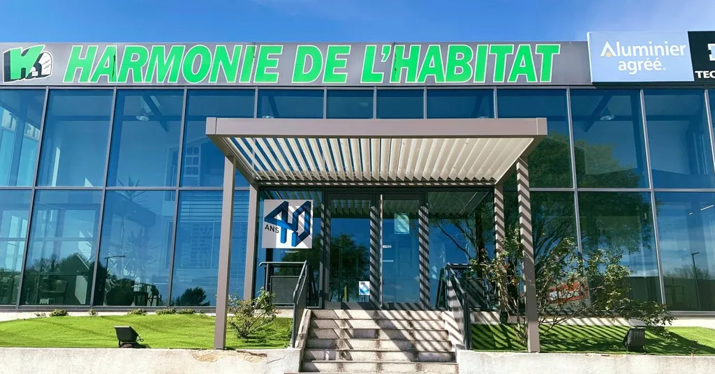 Notre Showroom de Gardanne vous propose un exemple de pergola bioclimatique avec poteau déporté