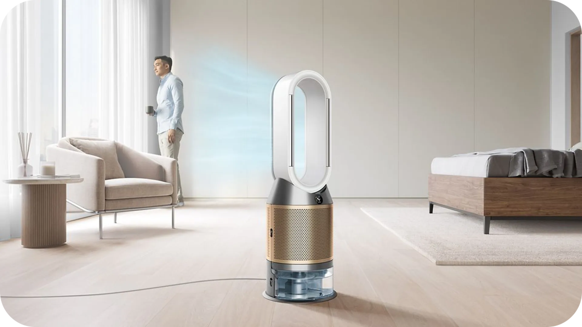 Purifie toute la pièce, Humidifie hygiéniquement, Ventile, Dyson
