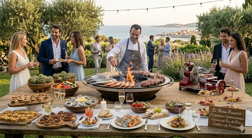 Formule mariage brasero avec grillades terre et mer et cocktail dînatoire en plein air à Martigues Bouches-du-Rhône