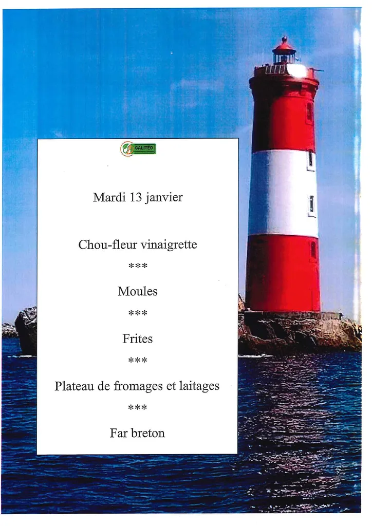 MENU THEME BRETAGNE DU MARDI 13 JANVIER 2026