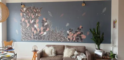 Impression d'une fresque inspirée de dessins méditatifs végétaux pour décorer un appartement à Croix-Rousse
