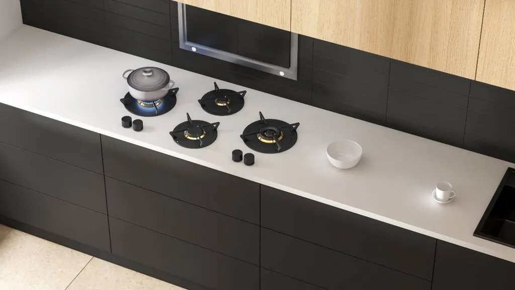 Brûleurs individuels  EASTMAIN 5 feux dont 1 brûleur wok (1,9 kW, 1,9 kW, 1,9 kW, 3,5 kW et 5,0 kW)