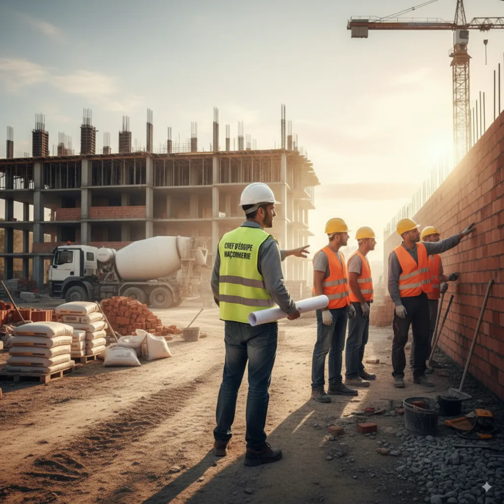 chef d equipe maçonnerie gros oeuvre sur chantier 