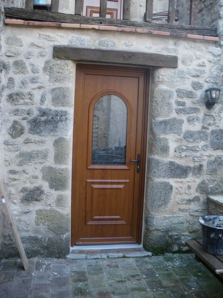 Porte d'entée PVC imitation bois APT 84