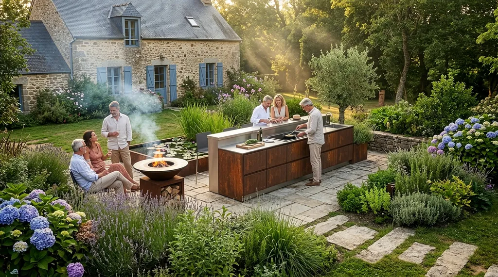 Cuisine extérieur habillé en acier Corten en Bretagne