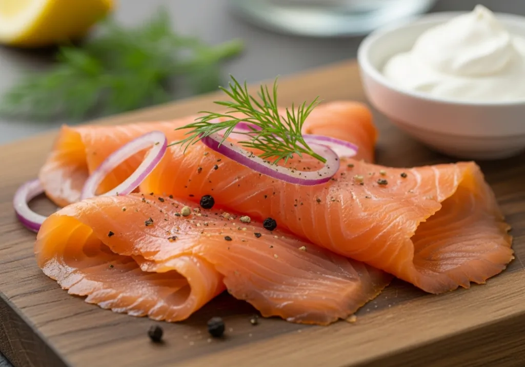 Saumon fumé maison : deux tranches fondantes, délicatement parfumées pour une dégustation noble et subtilement boisée