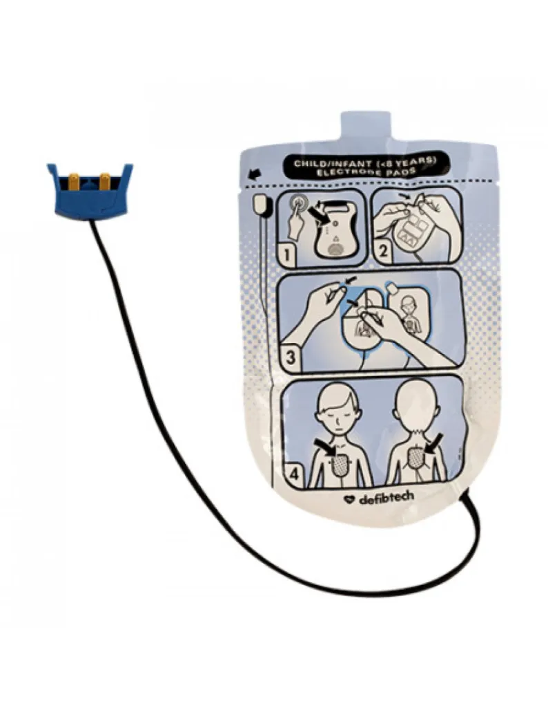Électrodes pédiatriques Defibtech Lifeline : sécurité, fiabilité et simplicité pour les enfants de moins de 8 ans ou 25 kg
