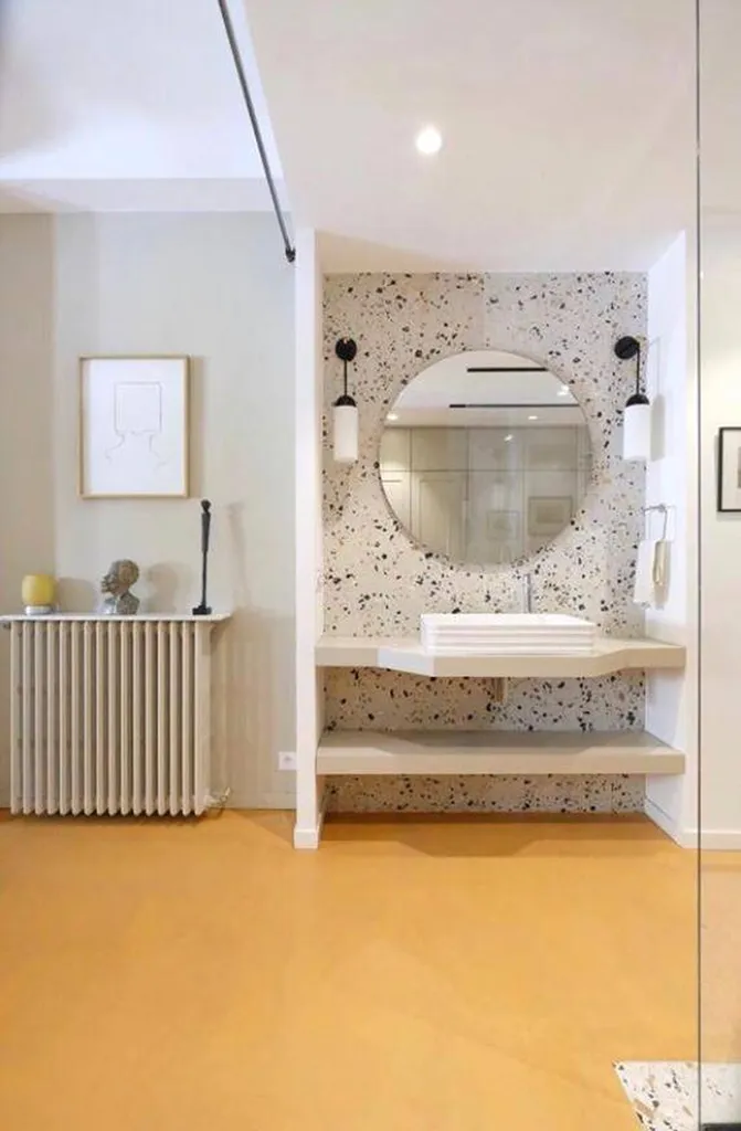 Pose de béton ciré taloché décoratif pour salle de bain de particuliers à Hyères dans le Var 83