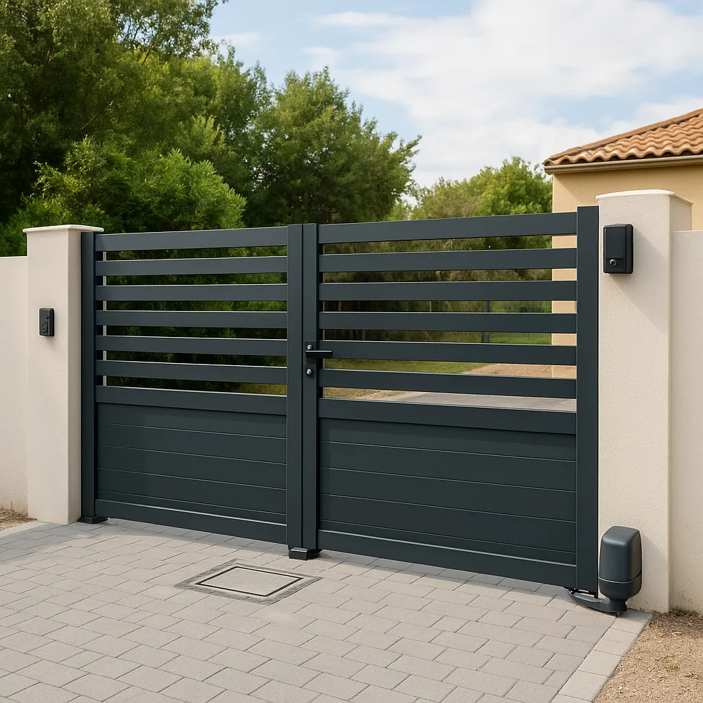 Prix portail aluminium ajouré avec options domotiques pour ouverture télécommandée à Pézenas dans l’Hérault 34120