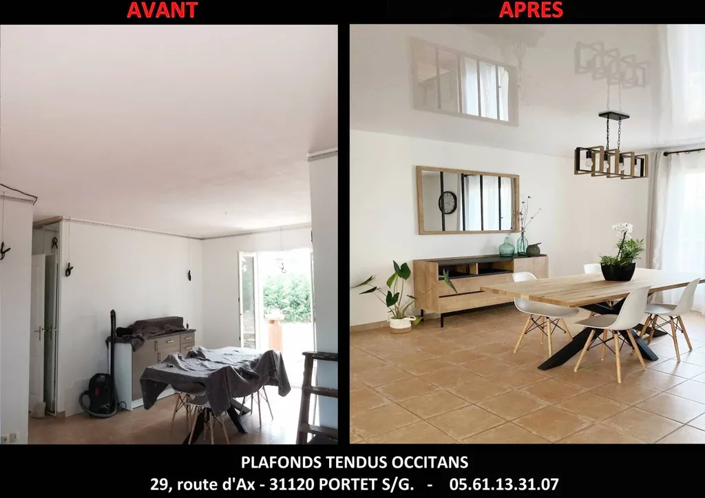 Photos AVANT / APRES des chantiers de Plafonds Tendus Occitans Toulouse