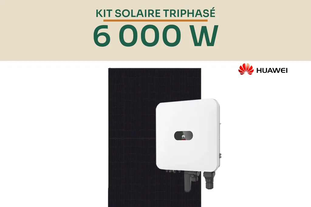 Kit solaire 6 kWc Huawei triphasé pour autoconsommation avec panneaux photovoltaïques et onduleur SUN2000-6K-MAP0