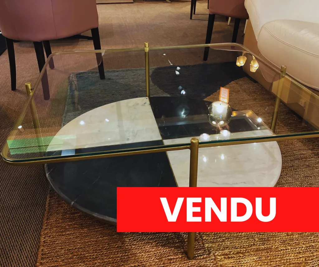Table de salon verre et marbre