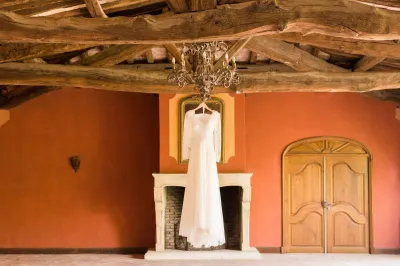 Outdoor Jewish wedding ceremony in a Provence garden