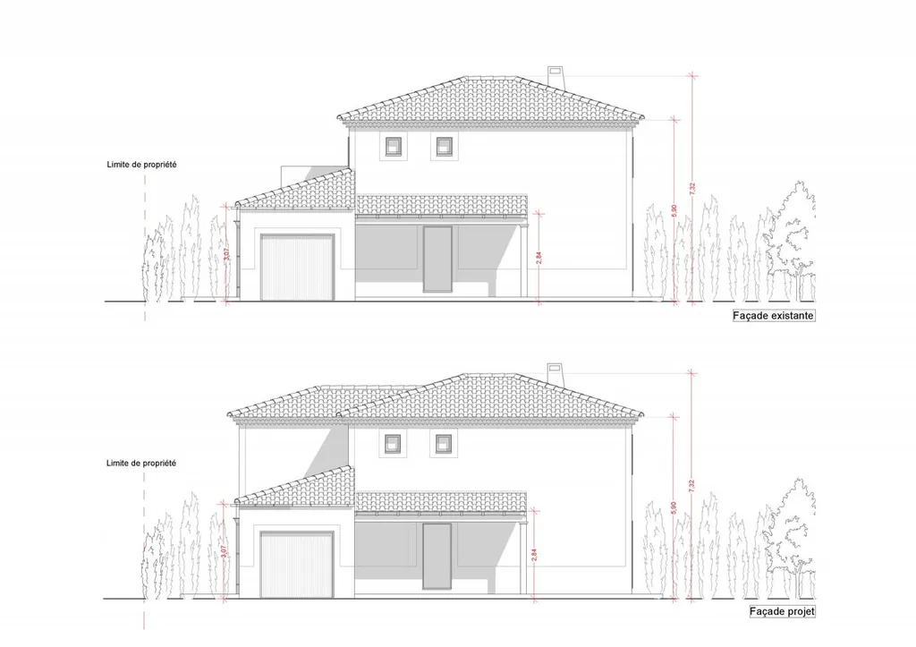 Façades - Déclaration préalable pour l'extension d'une villa individuelle à Salon de Provence (13300)
