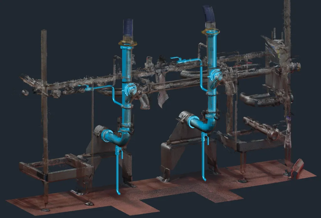 Modélisation 3D des sorties de pompe sur le nuage de points