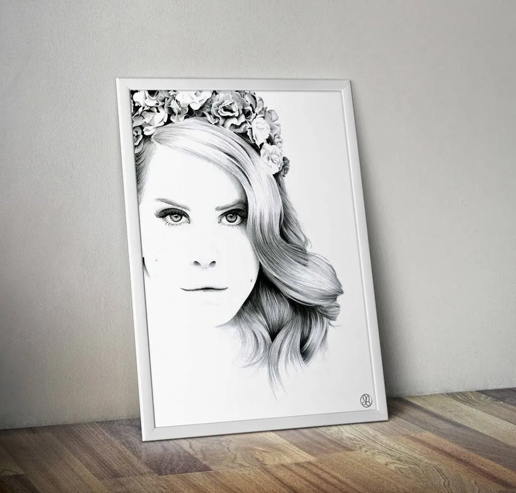 Portrait lana del rey crayon graphite 