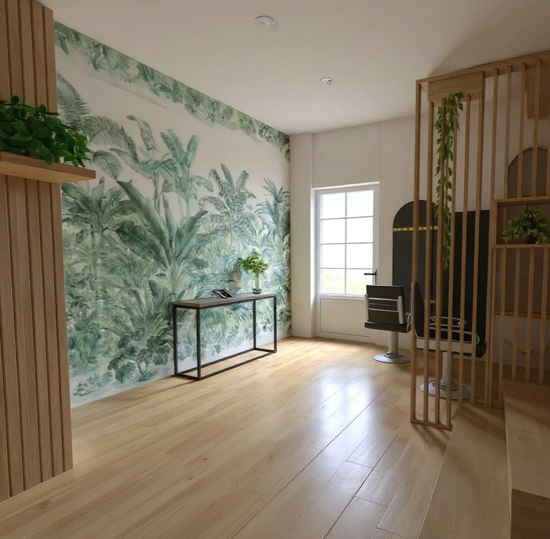 exemple d'aménagement et décoration dans un salon de coiffure 