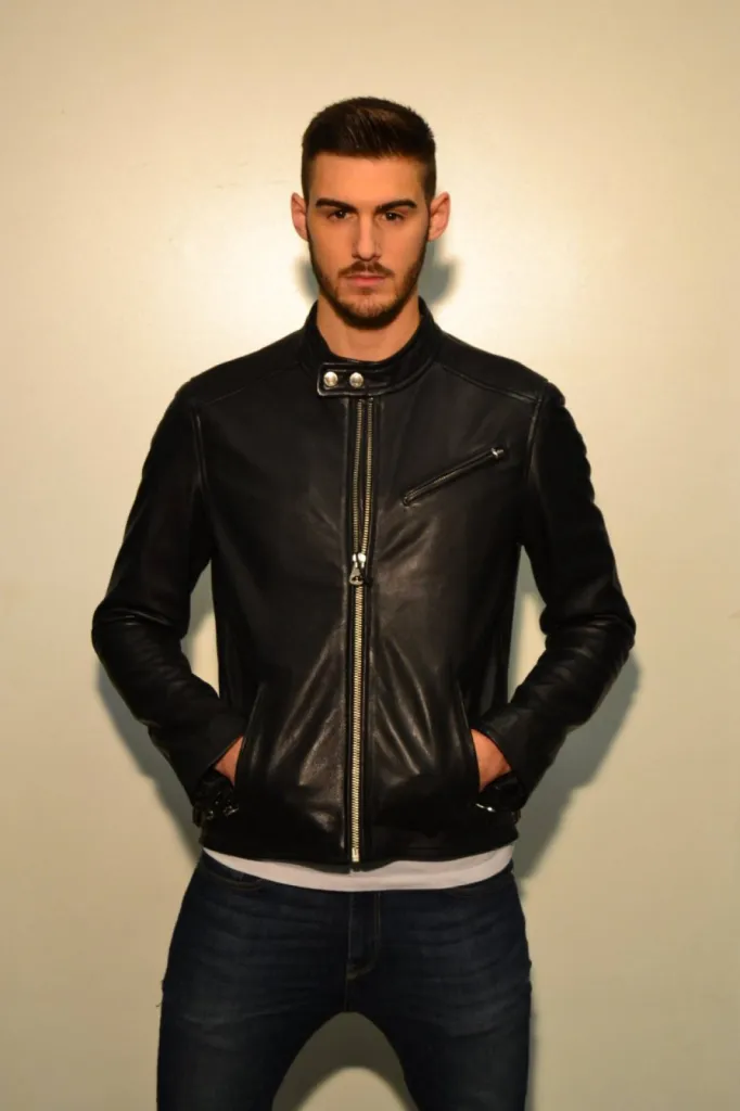 blouson cuir noir Redskins homme