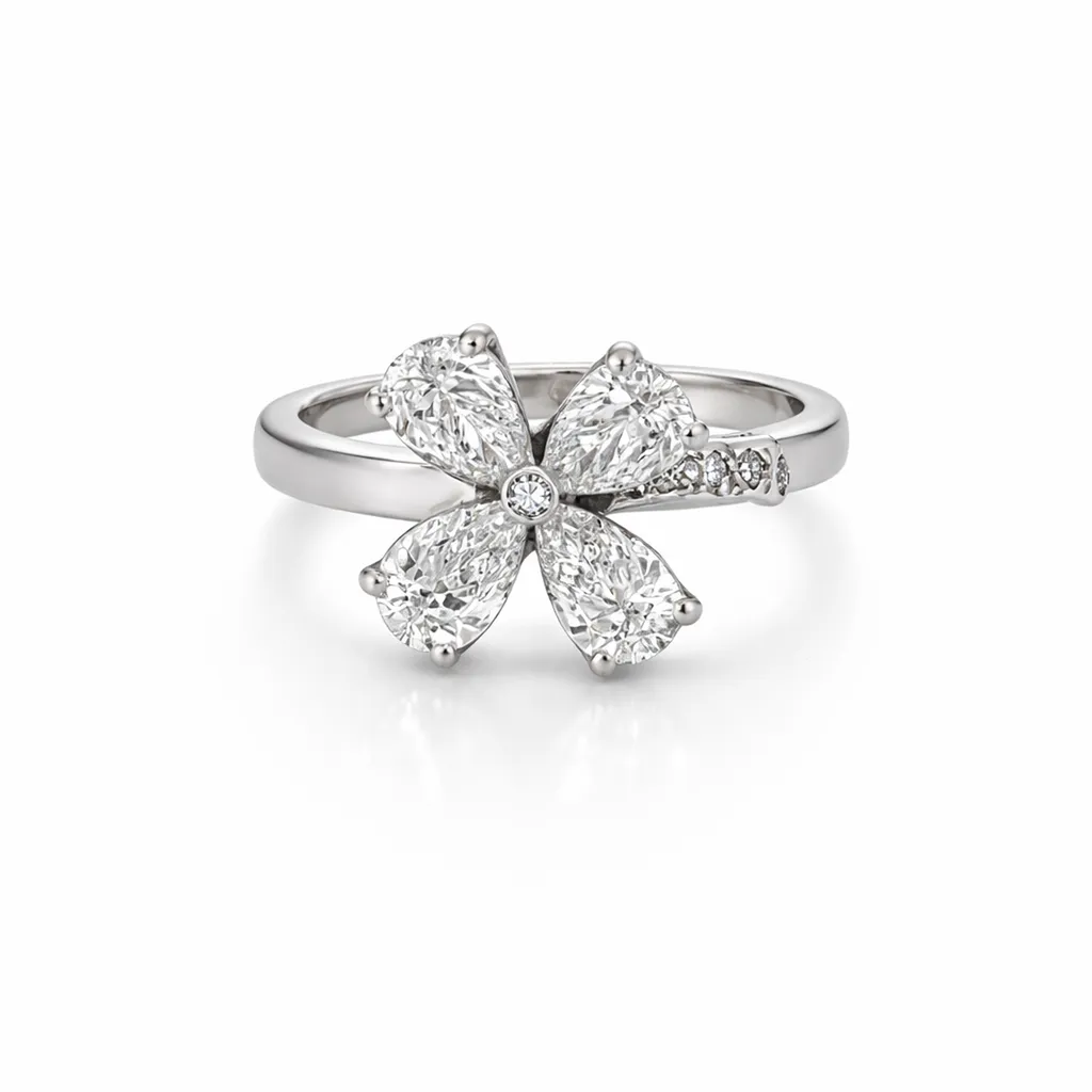 Bague fleur diamants en or blanc 750 dépôt vente Or Ligne La Teste Bassin d’Arcachon