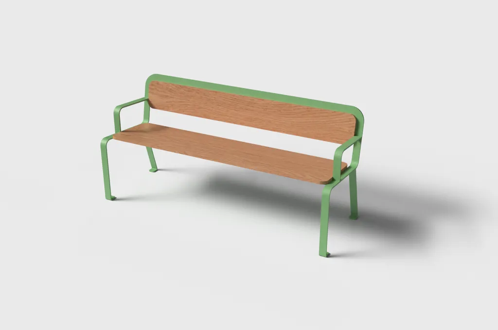 EVAN : banc sobre avec grand choix de coloris pour parcs et jardins