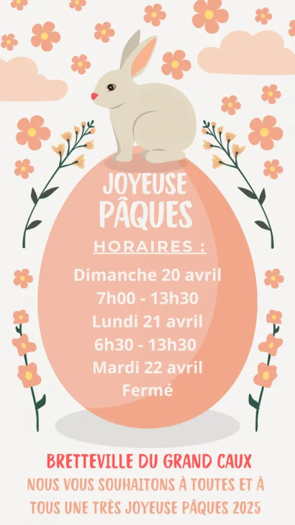 MENU et horaires Pâques