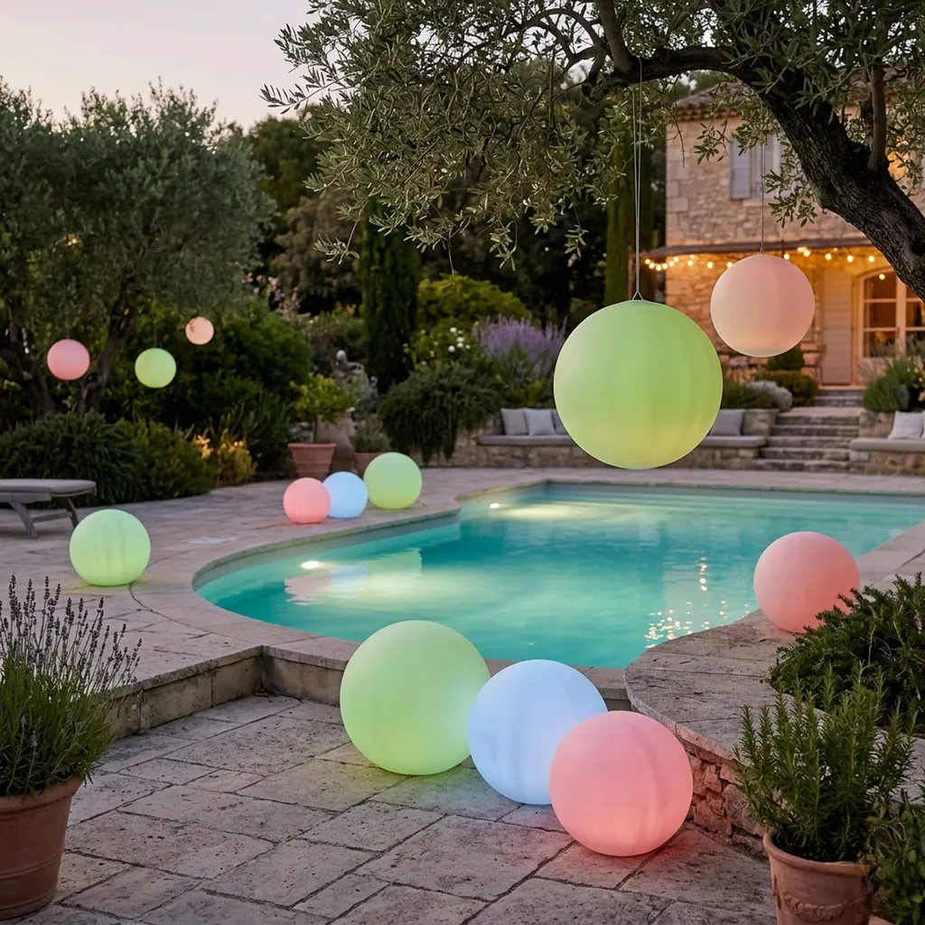 location de boules lumineuses sans fil pour réceptions privées eclairage tendance à Lyon, Sérézin du rhône ou Confluence