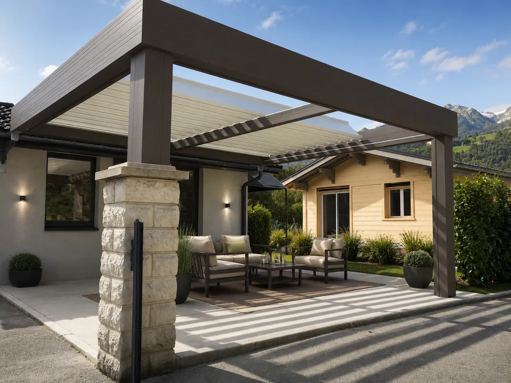Pergola rétractable isolée Ciel Ouv'air dans la Drôme