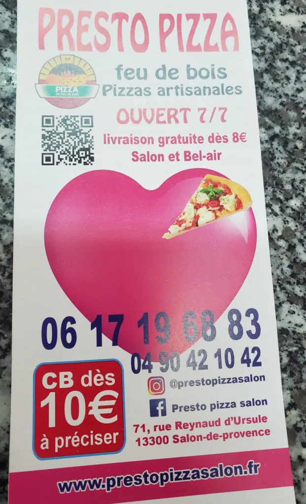 menu pizza salon de provence