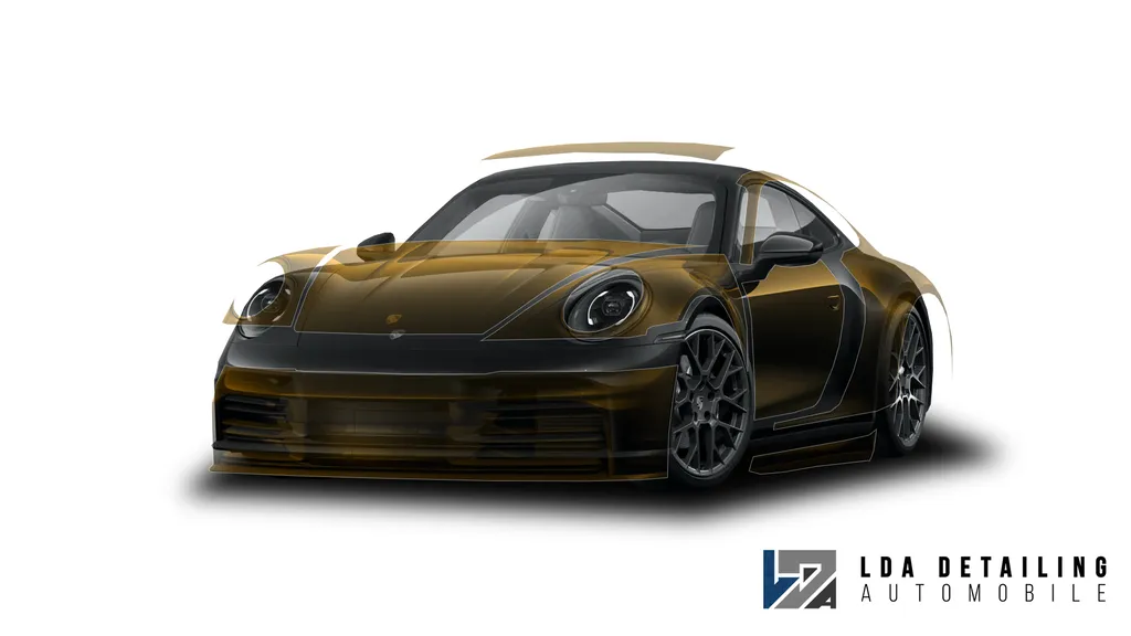 Protection PPF complète Porsche 911 pour préserver intégralement carrosserie peinture et brillance grâce au film XPEL durable