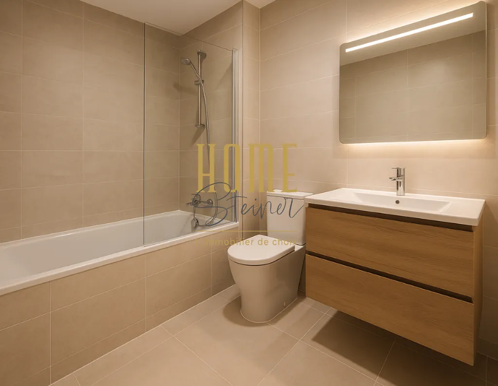 Salle de bain moderne avec baignoire 